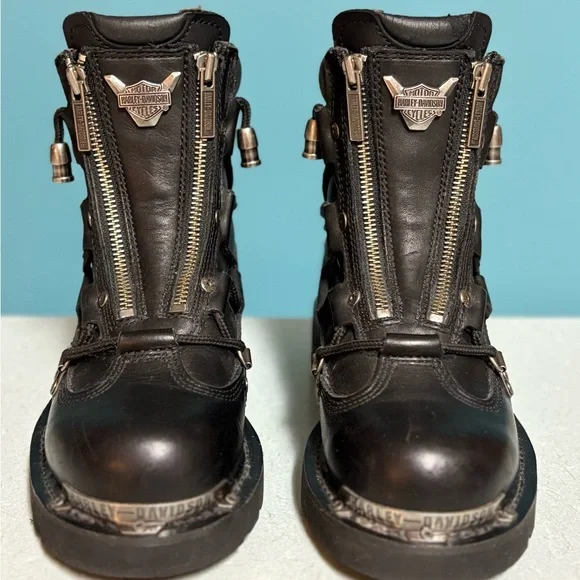 Harley-Davidson Black Motorcycle Boots with Silver Accents Size 6 NWOB - Picture 3 of 8